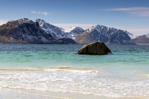 Plage de Haukland dans les îles Lofoten