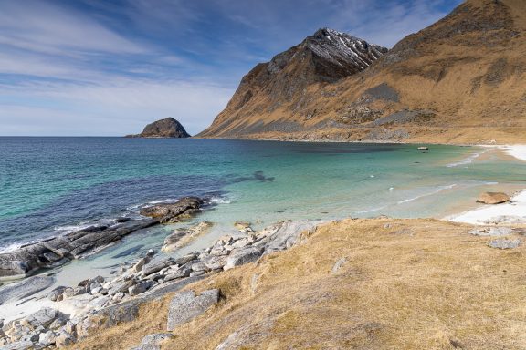 Plage de Haukland dans les îles Lofoten