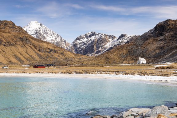 Plage de Haukland dans les îles Lofoten